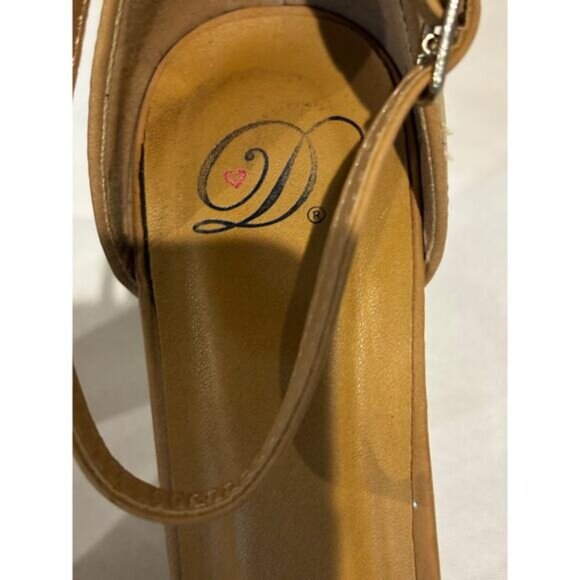 Women’s sz 8.5 Cone Chunky beige heels career open Toe Ankle Strap  cowgirl chic - Picture 5 of 9